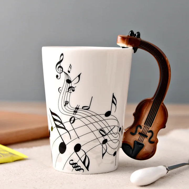 Dropshipping Ceramic Mugs Guitar Mug Musical Instrument Musical Note Shapes Coffee Mugs Milk Tea Cups Drinkwars for Kitchen Tool
