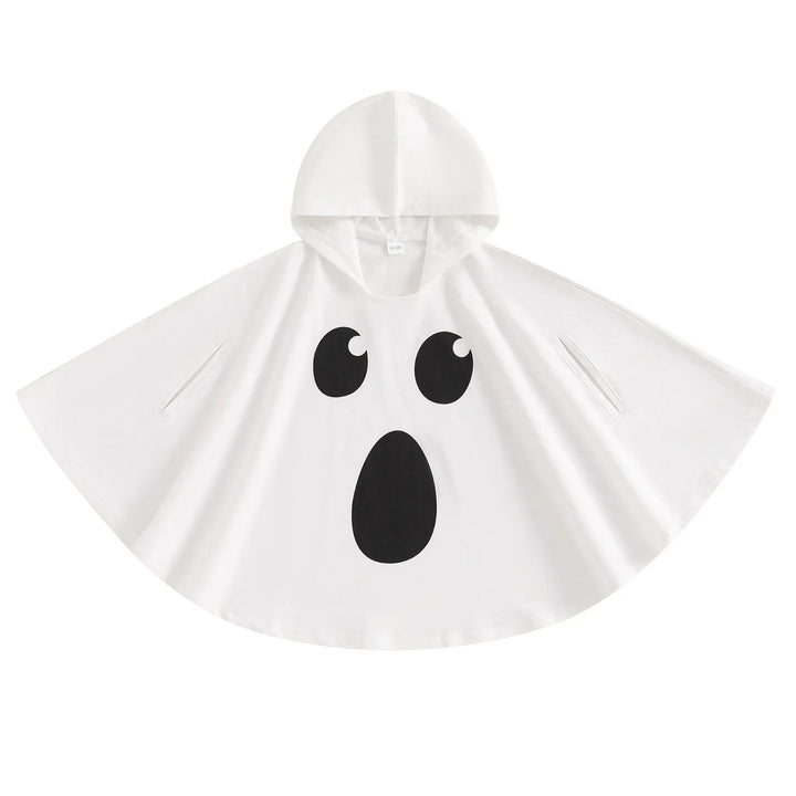 Kid Disfraz Halloween Costume Ghost Print Hood Cape Cosplay Clothes Cloak for Baby Boys and Girls Carnival Fancy Dress Up Party