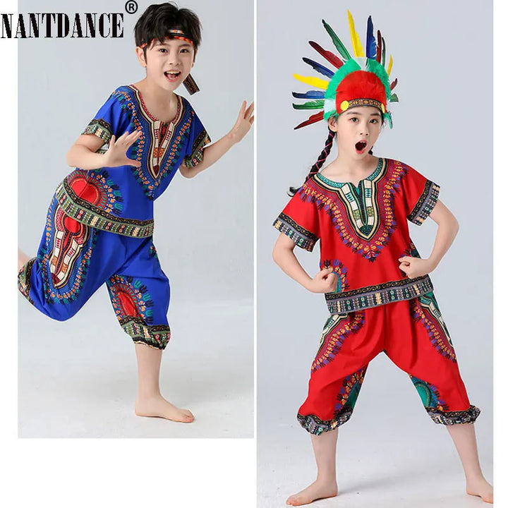 Halloween Cosplay Costume Children Savage Caveman Costumes Boy Leopard Flintstone African Tribal Hunter Indians Clothing Girl