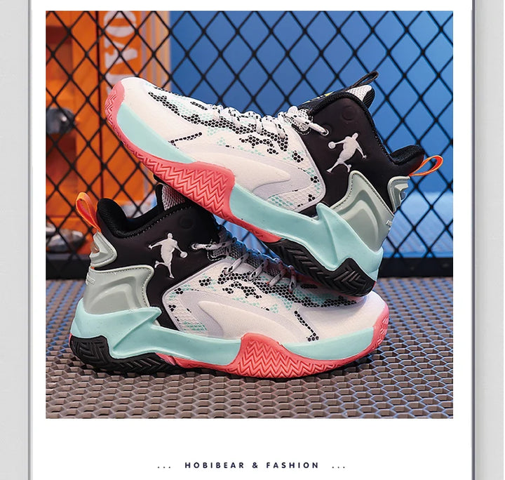 Basketball Shoes Big Kid Non Slip High-top Sport Training Sneakers Childrens Lightweight Outdoor Basketball Boots for Boy Yout
