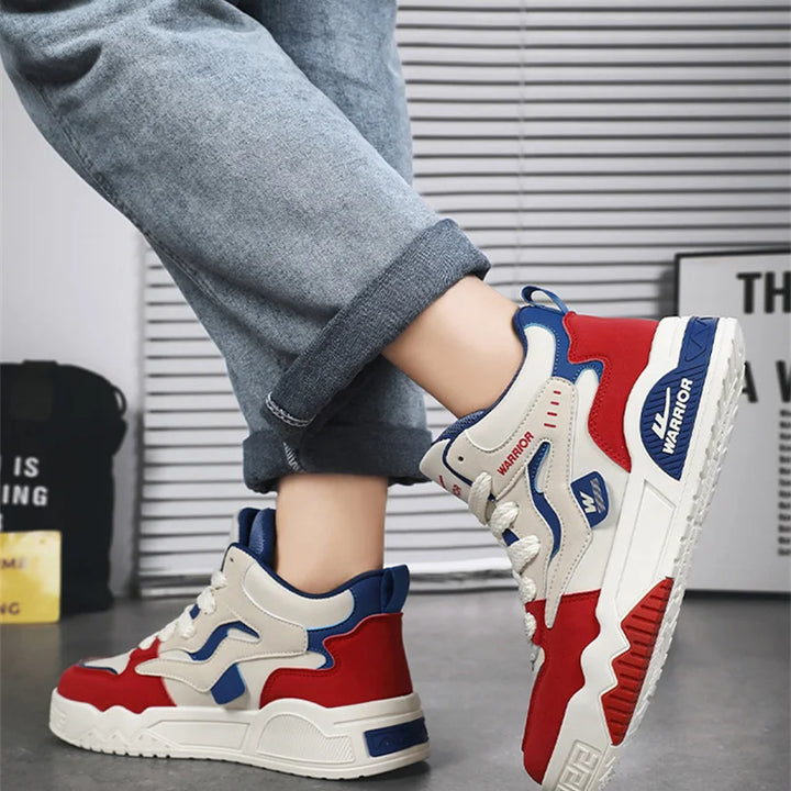 New Four Seasons Men's Sneakers Men's Comfortable Platform Shoes  Trend Lace-up Vulcanized Shoes White Casual Sneakers 5