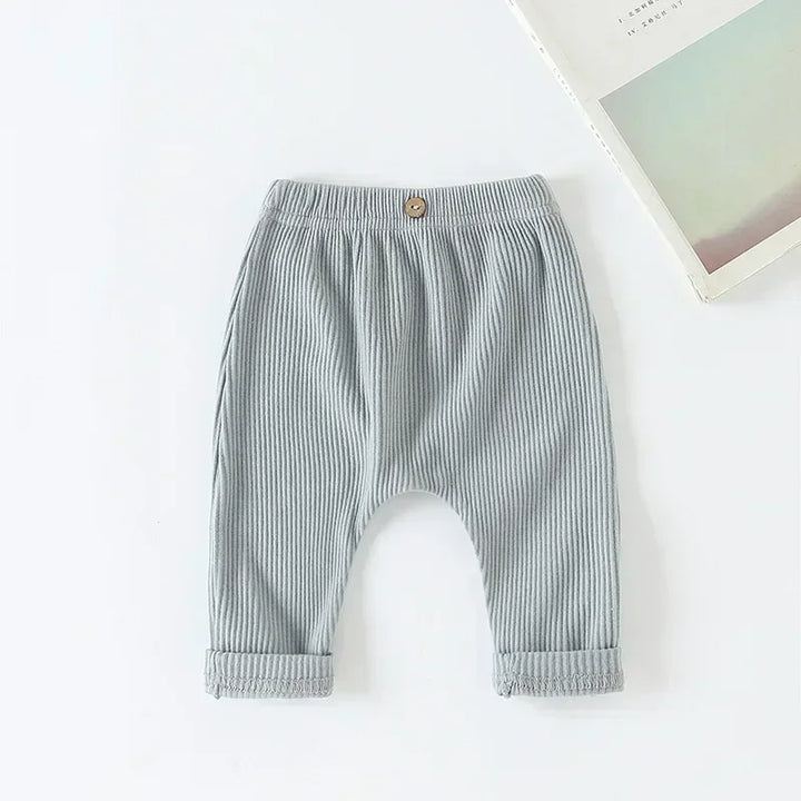 Baby Solid Leggings Girls All-match Striped Skinny Pants Kids Cotton Elasticity Slim Pants Newborn Boy Stretch Trousers