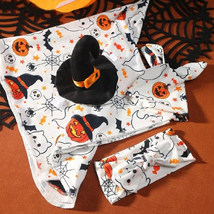 Baby Photography Props Halloween Themed Outfit Pumpkin Printed Costume for Baby