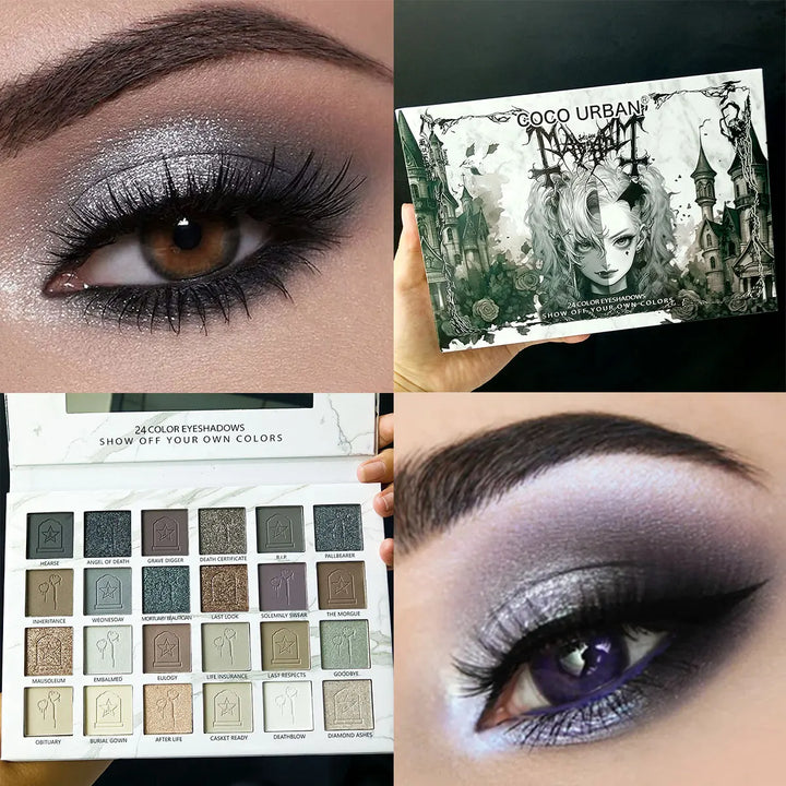 24 colors matte Dark punk eyeshadow for Halloween