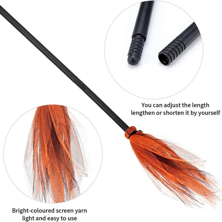 Halloween Party Witch Broom Kids Plastic Cosplay Flying Broomstick Props For Masquerade Halloween Cosplay Costume Accessories