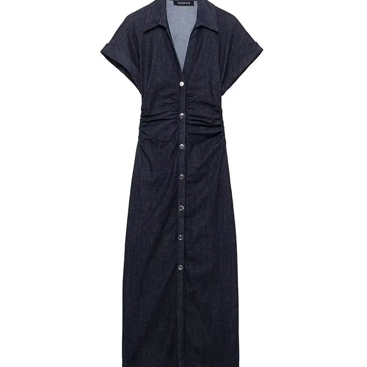 Sleeveless Denim Midi Dress Women Belt Button Long Dress Woman Dresses for Women Streetwear Basic Casual Dress