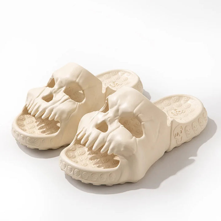 Skull Slides Sandals for Men Women Non-Slip Sport Cloud Slippers on Comfy Beach Halloween Skull Slides Home Thick Soft Shoes