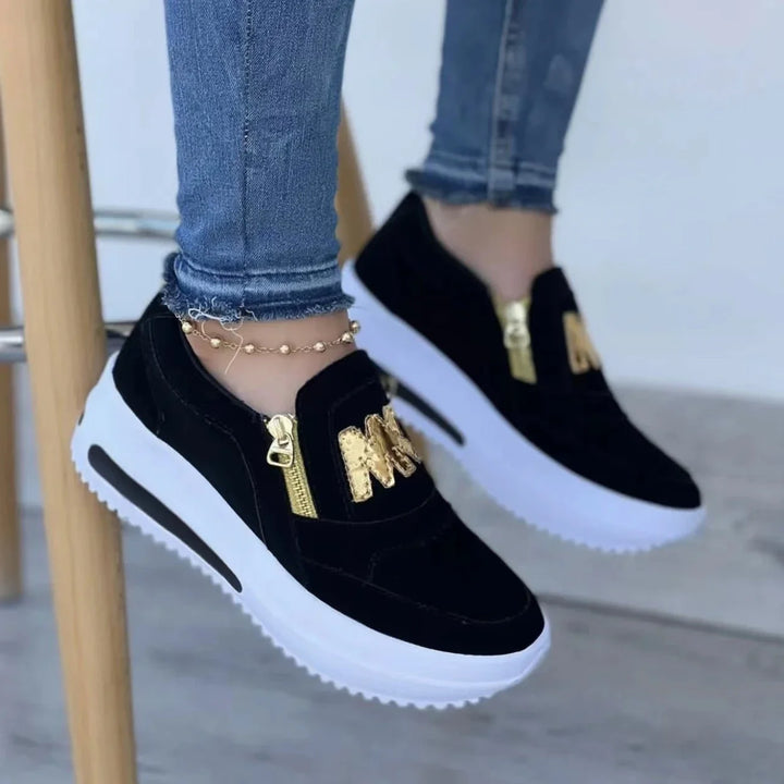 Women Autumn Sneakers Casual Double M Printed Side Zipper Platform Shoes Ladies Vulcanized Shoes Zapatillas De Mujer Women Shoes