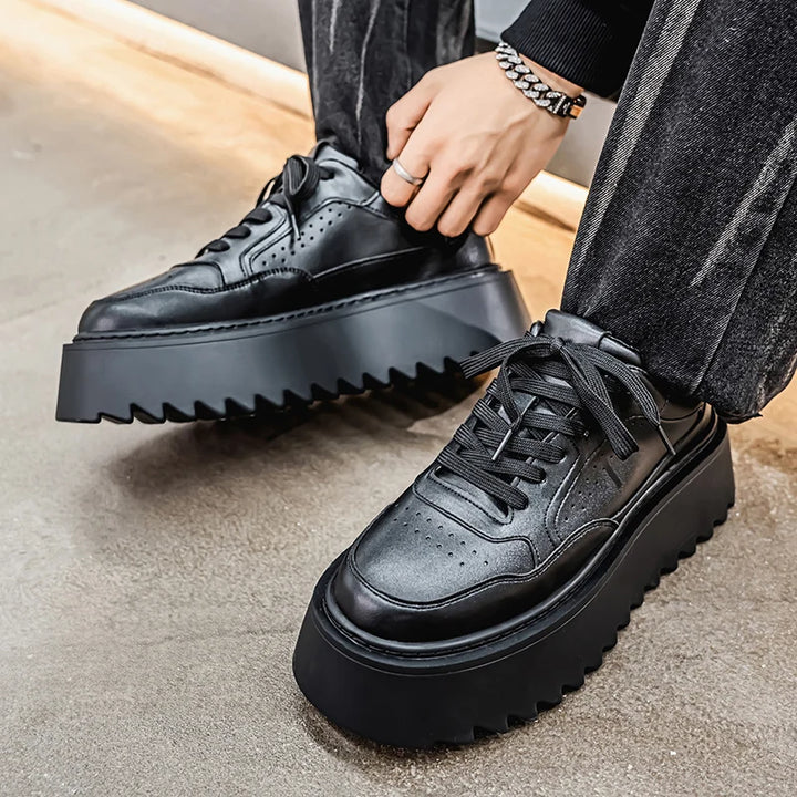 Small White Shoes, Men's New Increase Platform Shoes 2025 Spring Retro Trend Platform Shoes