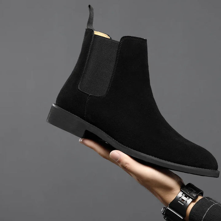 Man Retro Suede Genuine Leather Chelsea Boots Men Fashion Short Ankle Boot Casual British Style High-Top Shoes