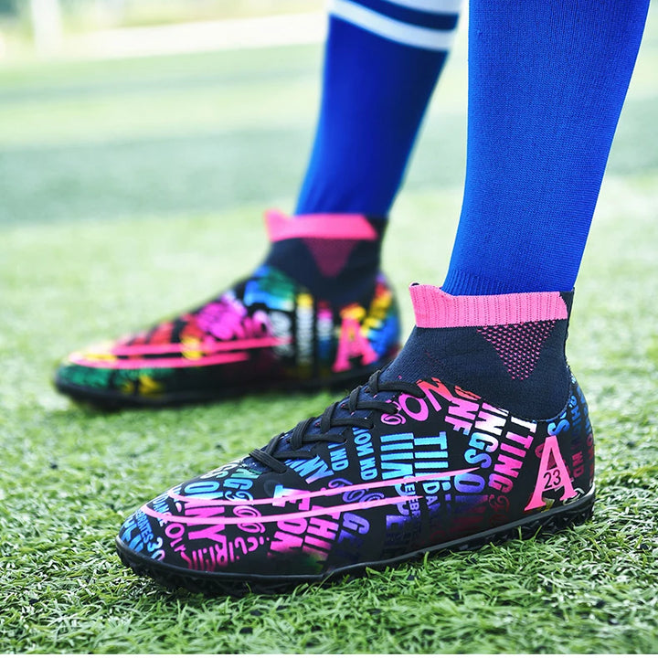 2025 New Hot Sale Football Boots Child Sneakers High Top AG Soccer Shoes Boys Outdoor Grass Training Shoes For Kids chuteiras de