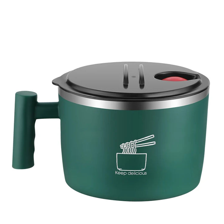 Stainless Steel Bowl With Lid For Instant Noodles Sealed And Portable Drain Bowl For Kitchen Utensils Instant Noodle Partner