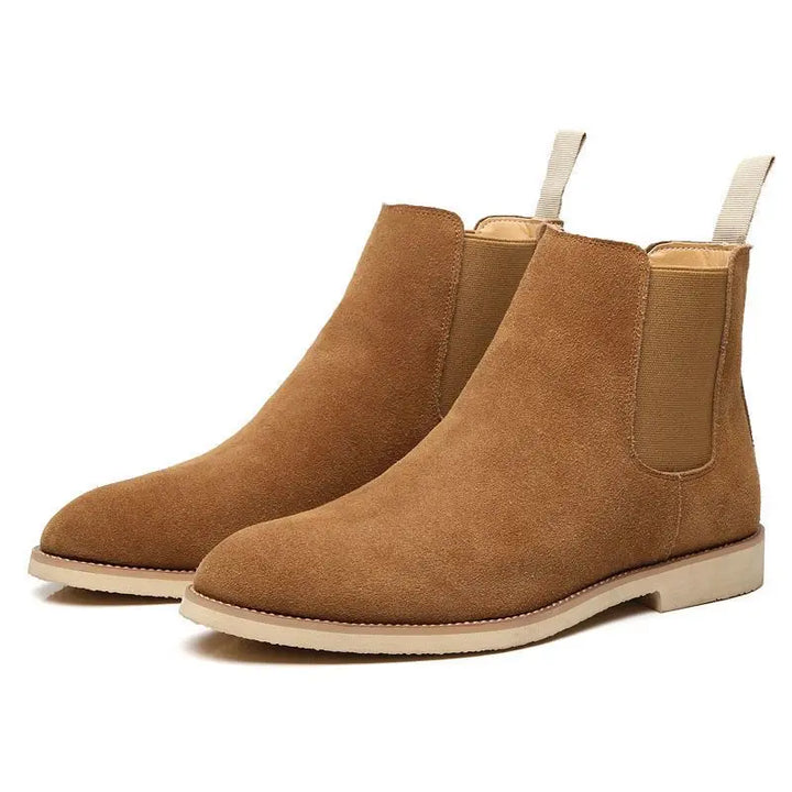 Man Retro Suede Genuine Leather Chelsea Boots Men Fashion Short Ankle Boot Casual British Style High-Top Shoes
