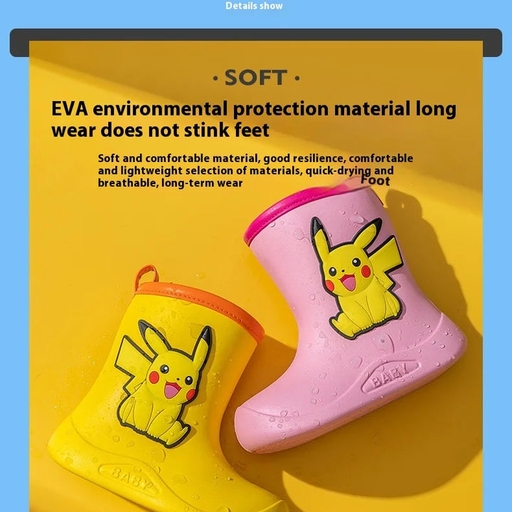 Pokemon Pikachu Pink Rubber Boots for Kids Waterproof Shoes Infant Rain Boots Girls Child Rain Boot Kid Baby Kids' Rainboots Boy