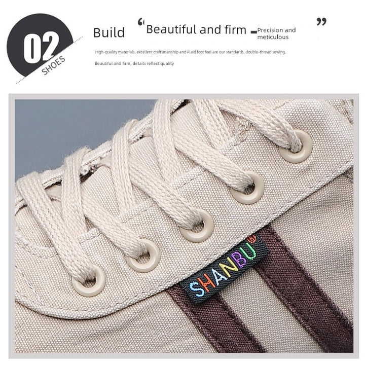 Men's Shoes Spring & Fall Breathable Deodorizing Filter Canvas Shoes Men's Trendy Lace up Men Casual Shoes Soft Bottom Driving Old Beijing Cloth Shoes