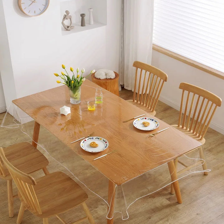 Desktop PVC Transparent Tablecloth Waterproof And Oil Proof Table Cloth Square Rectangular Coffee Table Table Cloth 1.4 2.2 3M