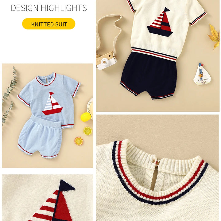 Baby Clothes Sets 0-18m Newborn Infant Boys Cotton Short Sleeve Pullovers Tops+Shorts Suits Casual Toddler Outwear Outfit Summer