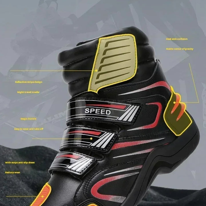 Boots Motorbike Racing Ankle Men Leather Motos Breathable Anti Slip Wear-resistant Riders Length Shoes 2025 New Motorcycle Boots