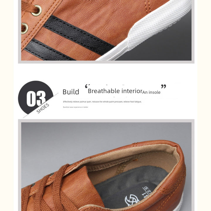 Trendy Men's Shoes Breathable Low Top Spring New Arrival Leather Surface Casual Shoes Men's K-style Series Shoes Board Shoes Youth Plaid Driving Shoes