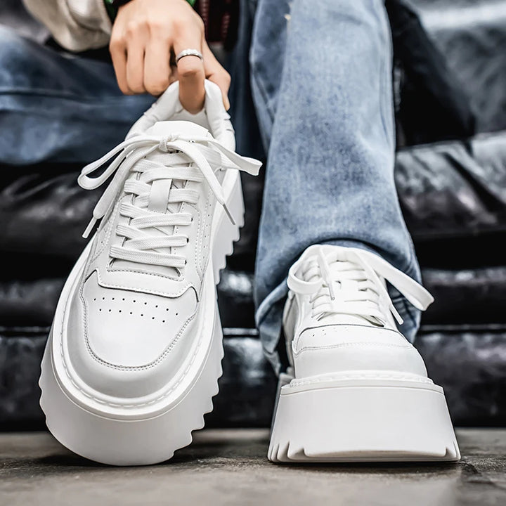 Small White Shoes, Men's New Increase Platform Shoes 2025 Spring Retro Trend Platform Shoes