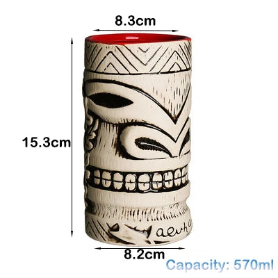 Tiki Mugs Ceramic Hawaiian Luau Party Mugs Drinkware, Cute Exotic Cocktail Glasses, Tiki Bar