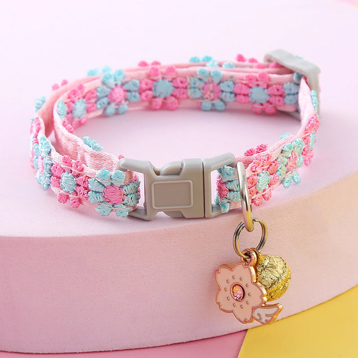 Pet Collar With Bell Cartoon Footprint Colorful Dog Puppy Kitten Collar Adjustable Safety Bell Ring Necklace Pet Accessories 1Pc
