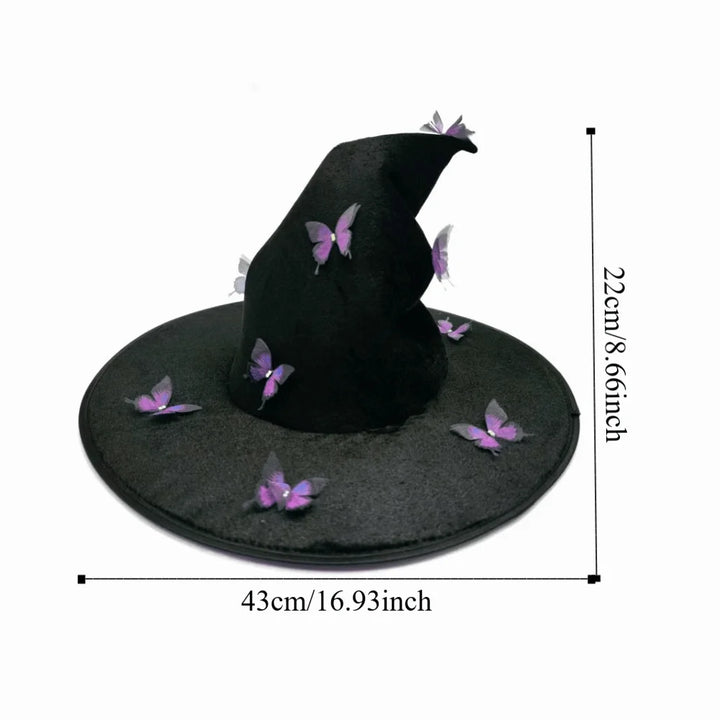 Colorful Halloween Witch Hat Velvet Party Props Butterfly Wizard Cap Cosplay Accessories Halloween Black Cap Children
