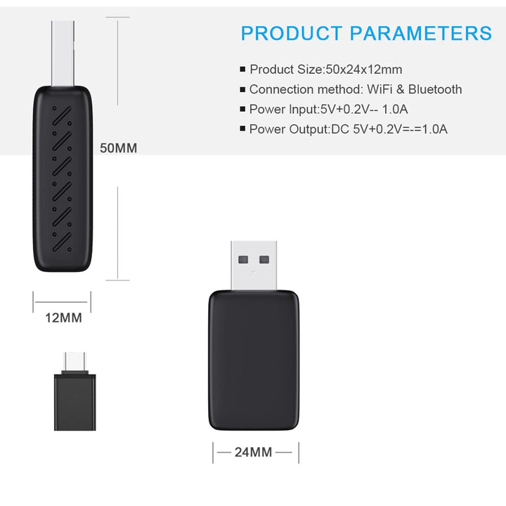 New Wired to Wireless CarPlay and Android Auto 2 in 1 Mini Adapter 5GHz WiFi5 for 99% Original Wired CarPlay/Auto Cars