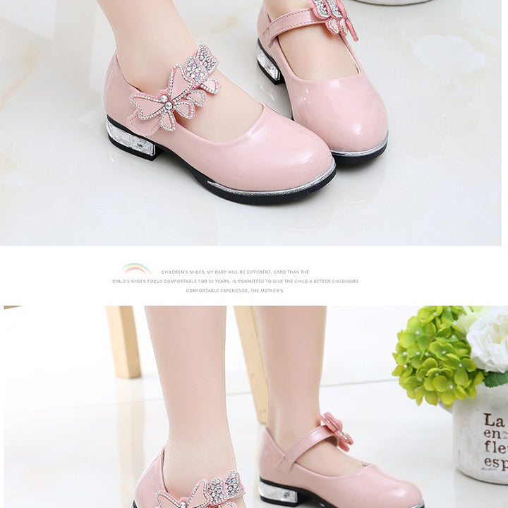 2025 Children's Shoes Girls Black Leather Shoes Performance Shoes Spring & Fall Soft Bottom Children's Single-Layer Shoes Student White Girls Princess Shoes