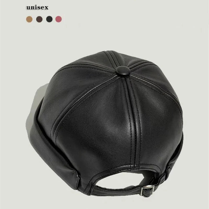 Retro Solid Color Brimless Hat Spring Summer Fashion Casual PU Leather Melon Caps Docker Cap Men Women Adjustable Hip Hop Hats