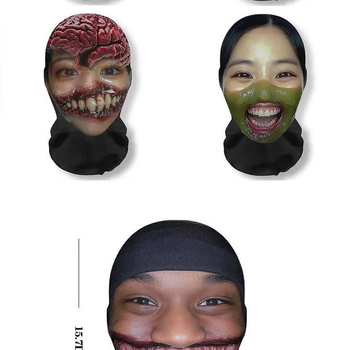 Halloween Terrifying Face Masks Funny Cosplay Realistic Zombies Full Face Mask Party Props Elastic Mesh Balaclava Headcovers