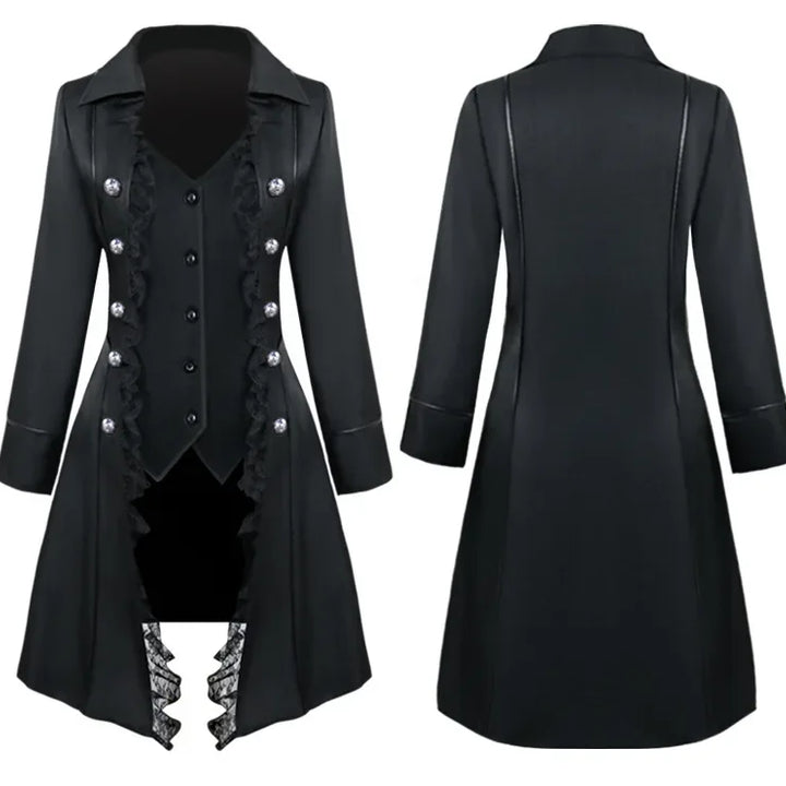 Halloween Cosplay Costumes Medieval Victorian Women Outwear Steampunk Gothic Tailcoat Button Retro Lace Long Pirate Jackets Coat
