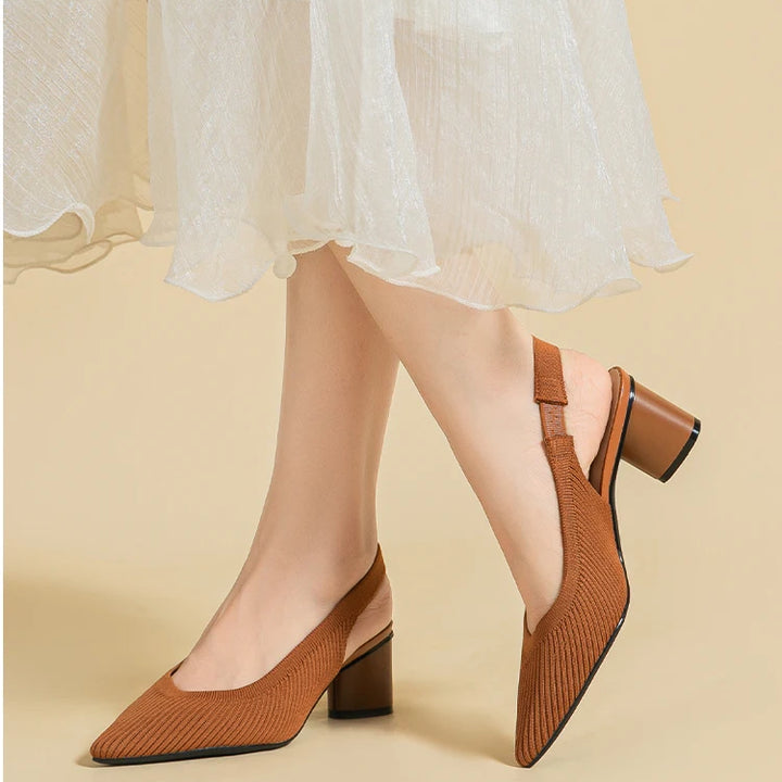 DIMANYU Women Dress Shoes Knitted Solid Color Toe Back Trip Fashion Sandals Women Pointed Toe Shallow Sidespace Women Sandals