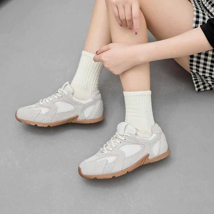 Women Sneakers Spring Summer Wear New Genuine Leather Retro Fashion Casual Flats Women Lace-up German Training Shoes Women