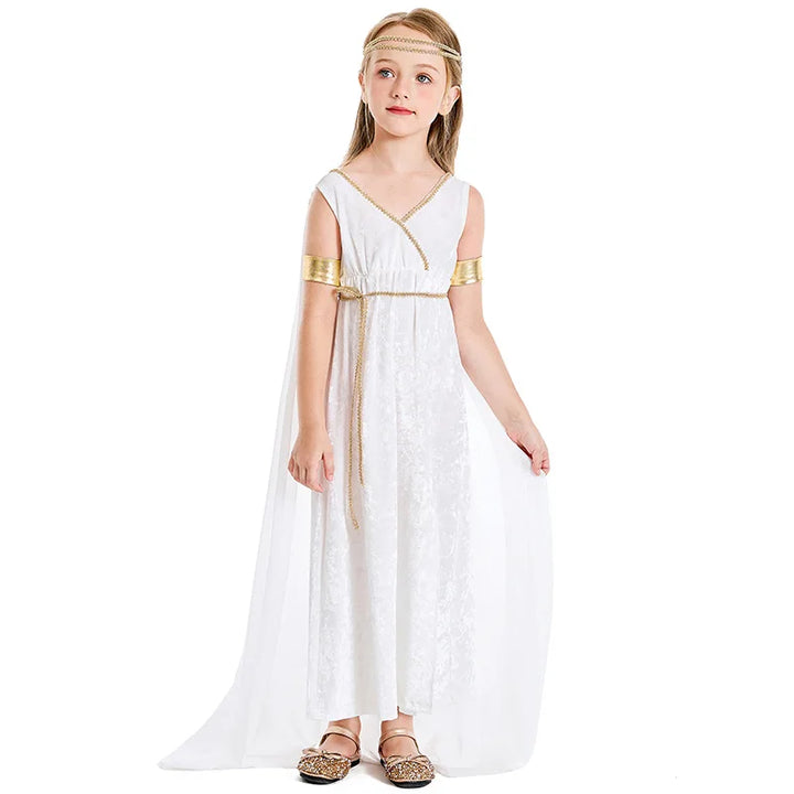 Divinely Elegant!
Flowing white dress with golden details makes this the perfect goddess look for Halloween, carnivals, or school plays. Comfortable, graceful, and magical.
🏛 Includes: Goddess dress + accessories
🎃 Occasions: Halloween, carnival, themed