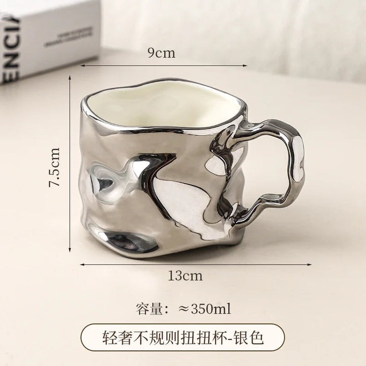 Irregular Ceramic Mugs Creative Coffee Cups Couple's Home Cups Ceramic Mugs Living Room Drinking Utensils Ceramic Mugs Gifts