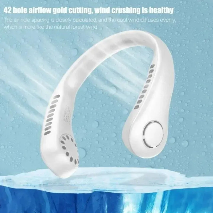 Long endur New Mini Neck Mounted Fan Portable Bladeless Neck Rechargeable Air Cooler 3 Speed Mini Summer Sports Fan Outdoor