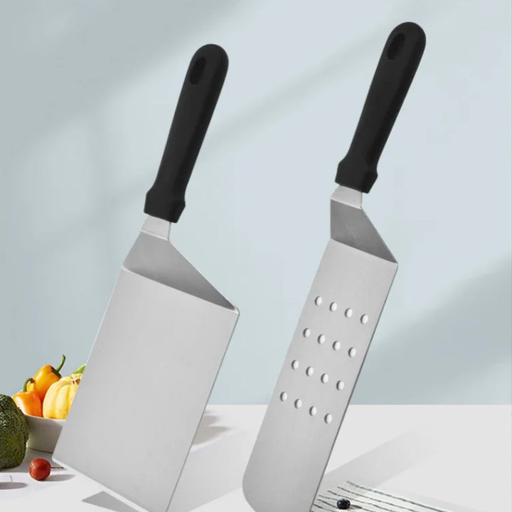 Kitchen Stainless Steel Scraper Cooking Spatula Barbecue Spatula Plate Barbecue Spatula Hamburger Spatula Cooking Utensils