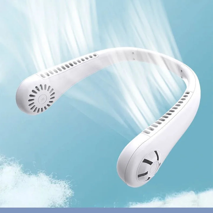 Long endur New Mini Neck Mounted Fan Portable Bladeless Neck Rechargeable Air Cooler 3 Speed Mini Summer Sports Fan Outdoor
