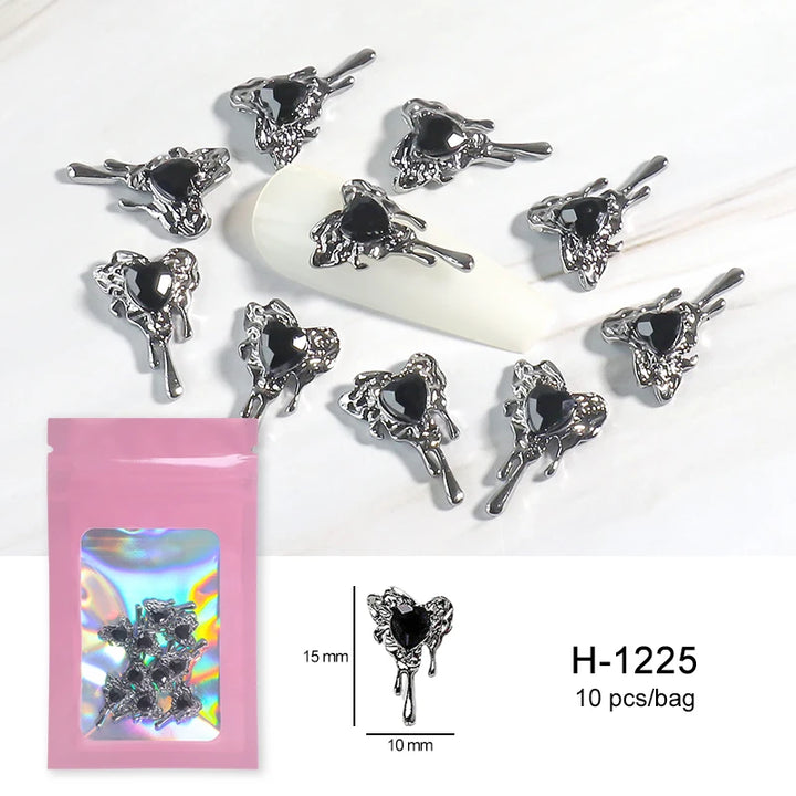 Halloween Alloy Nail Art Charms 3D Ghost Skull Pumpkin Golden Silver Classic Nails Jewelry Ornaments DIY Manicure Accessories