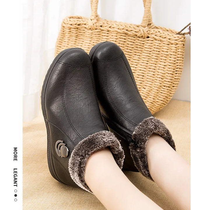 Women's Boots 2024 New Arrival Winter Snow Booties Female Fur Ankle Boots Waterproof Winter Warm Plush Shoes Non-slip Mom Bota