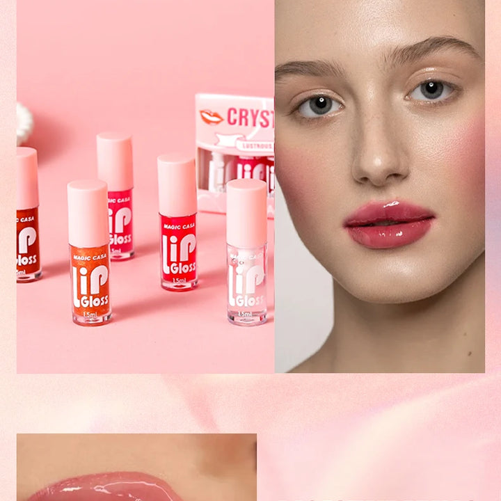 MAGIC CASA 6pcs/set Small bottle Hydrating Jelly Lip Oil long-lasting Moisturizing  smooth shimmering Lip Hydrating Liquid