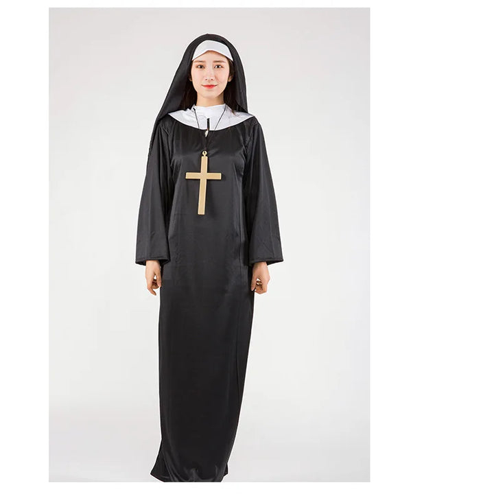Halloween Men Priest Cosplay Costumes For Women Clothes Carnival  Nun Long Robes Religious Catholic Church Clothing Missionary