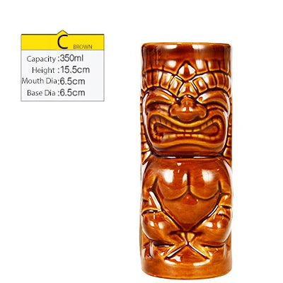 Tiki Mugs Ceramic Hawaiian Luau Party Mugs Drinkware, Cute Exotic Cocktail Glasses, Tiki Bar