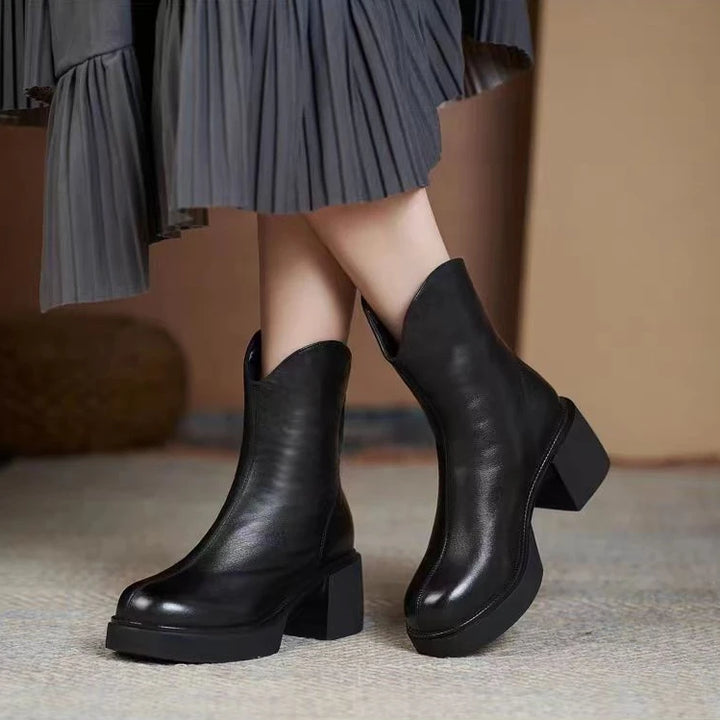Women's Shoes Chelsea Boots Woman Winter 2024 Cute Trend Elastic Half Promotion Genuine Leather On Offer With High Quality New