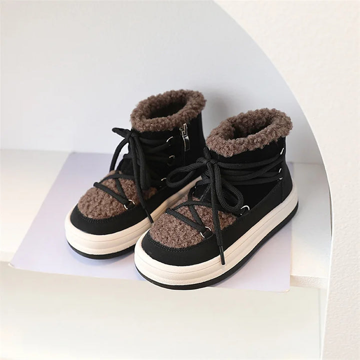 2025 New Autumn/Winter Children Boots For Boys Warm Plush Rubber Sole Toddler Kids Sneakers  Fashion Girls Boots 21-30