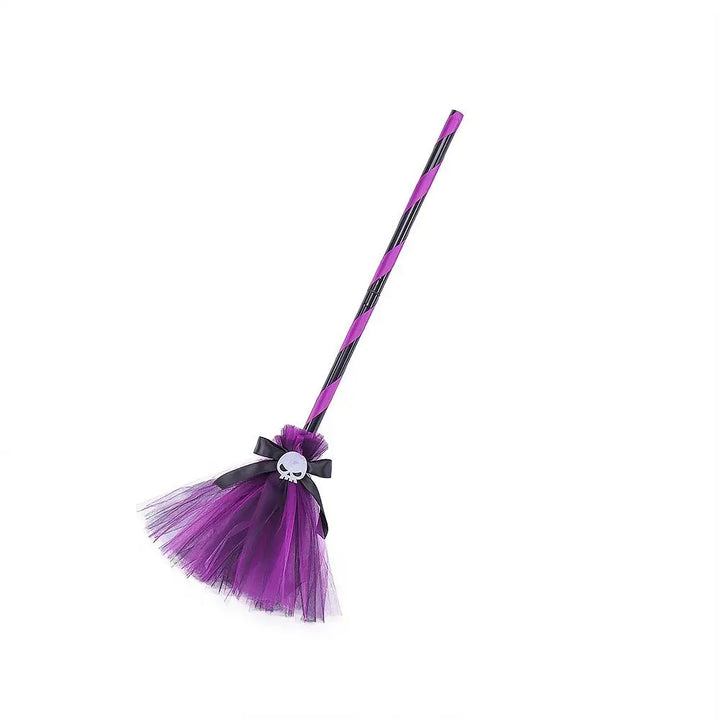 3D Halloween Witch Hat DIY Eye-catching Halloween Broom Ornaments Cartoon Witch Dress Up Ornaments Decor Accessories