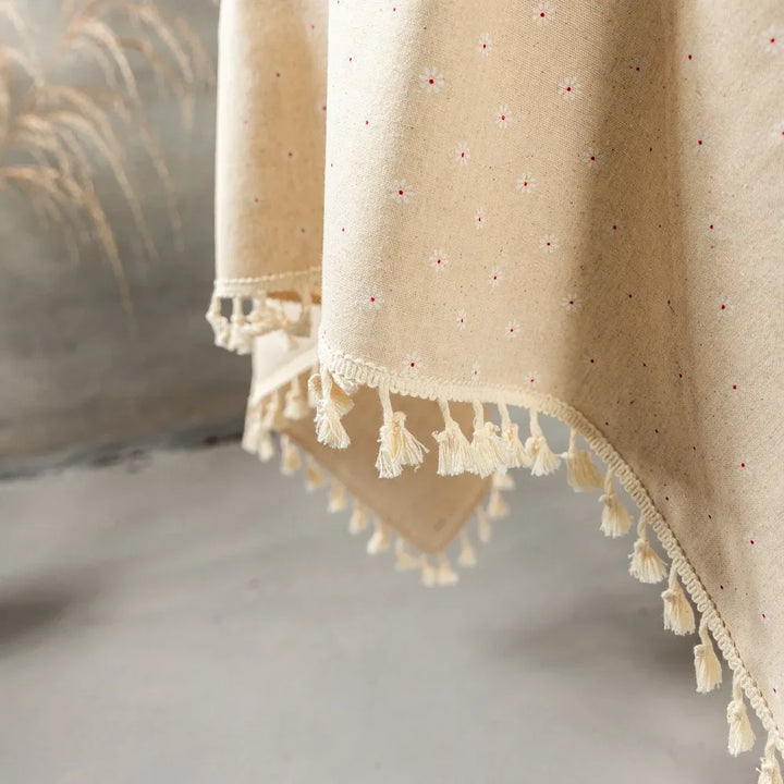 Flower Pattern Tablecloth Cotton Linen Blend Rectangular Dining Table Cover for dining Buffet Parties and Camping Decoration