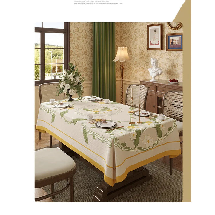 Table Cloth Waterproof Light Luxury Dining Table Tablecloth Rectangular Household Tea Table Cloth American Style Countryside