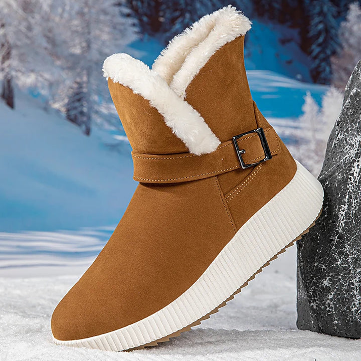 New Fashionable Bow Round Toe Elegant Snow Boots Winter Flat Wear-resistant Soft Students Plus Velvet Warm Women's Shoes